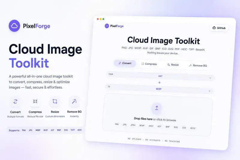 PixelForge — 100% In-Browser Privacy-First Image Studio